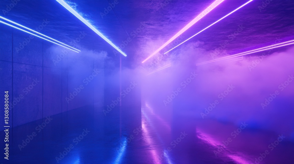 Aufkleber cosmic-inspired space with violet hues and glowing neon lights creating a surreal atmosphere
