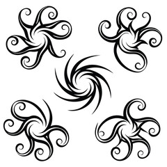 set of floral elements