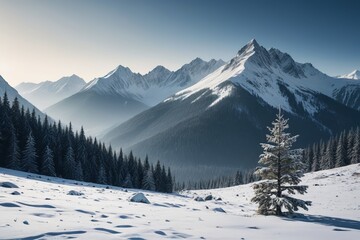 Fototapeta premium the snow covered mountains