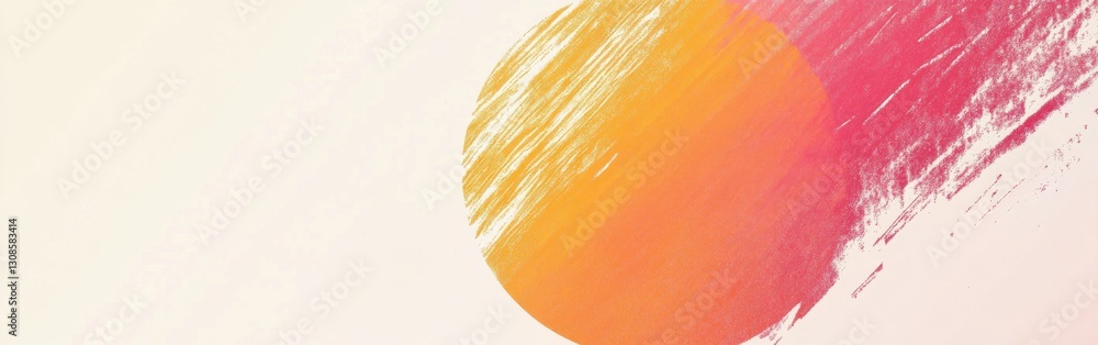 Poster bold negative space composition featuring vibrant circular shape with gradient hues in a minimalist 
