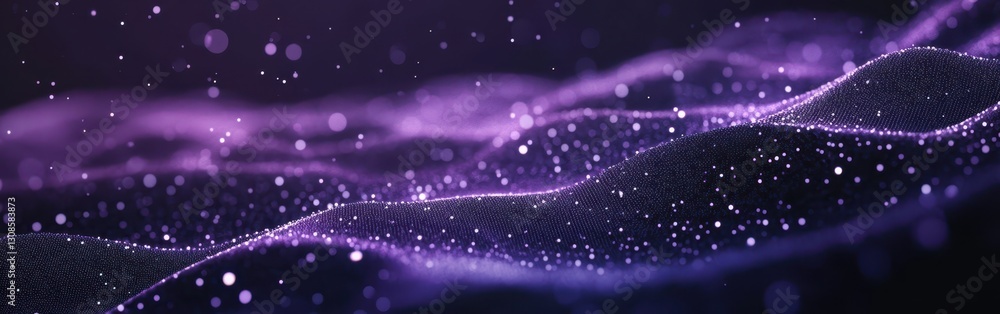 Aufkleber ethereal purple waves with glowing particles in a dreamy background for abstract and artistic concep