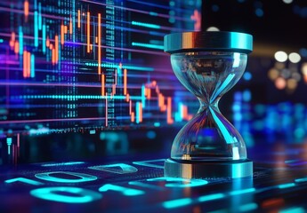 Hourglass With Stock Market Graph Overlay