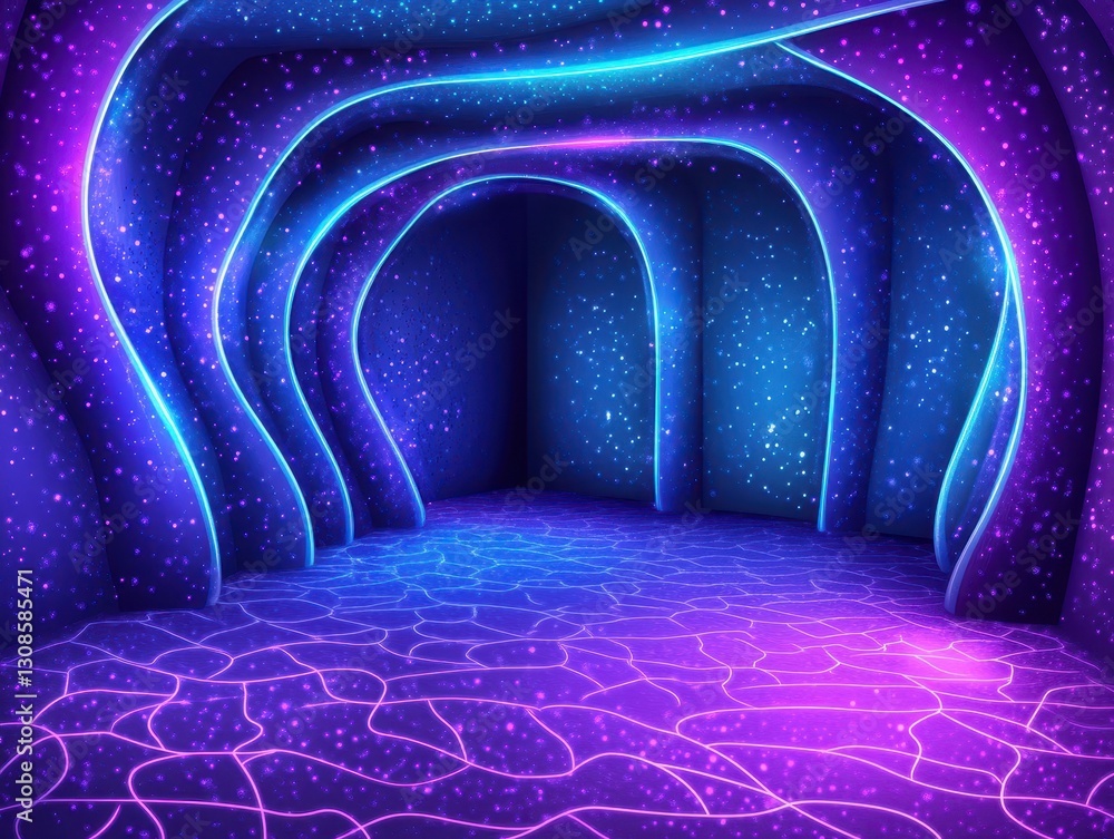 Aufkleber futuristic abstract background with glowing neon lights and vibrant cosmic patterns in a mystical sp