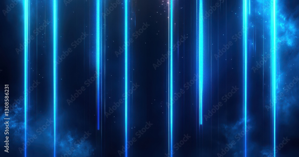 Poster futuristic abstract light beams in a dark cosmic space background with glowing effects and mystical 