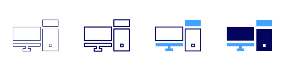 Remote desktop​ icon in 4 different styles. Thin Line, Line, Bold Line, Duotone. Duotone style. Editable stroke
