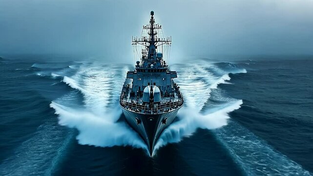 Navy Destroyer Navigates Stormy Seas