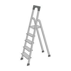 kids drawing vector illustration portable alumunium step ladder cartoon isolated