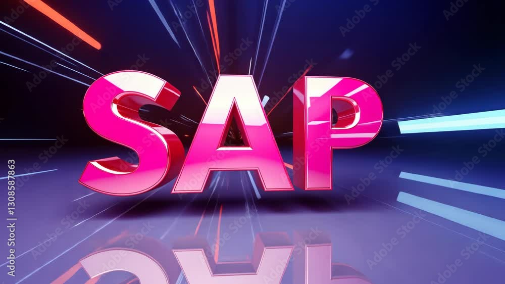 Poster vibrant 3d text design with colorful background effects and dynamic light streaks
