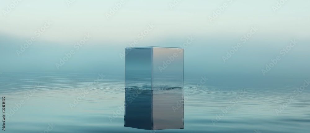 Aufkleber 3d rendering of a tall, rectangular object standing in the middle of a body of water.