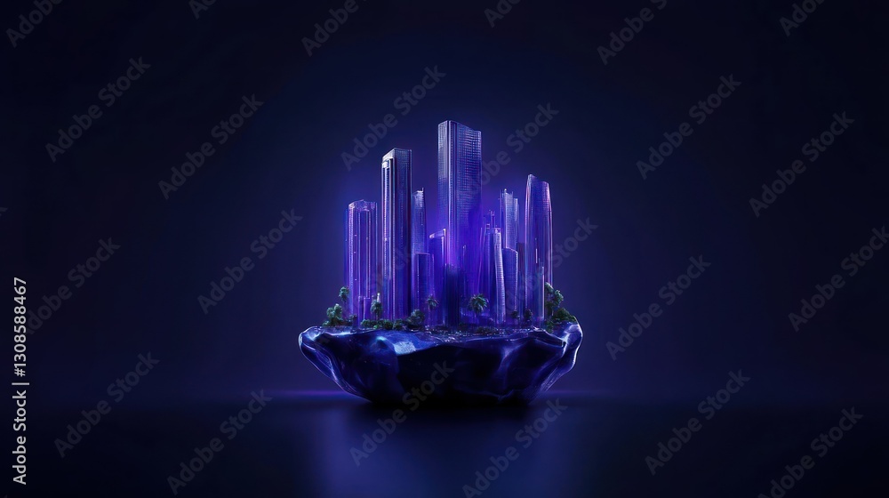 Poster mystical crystal cluster: a mesmerizing cluster of vibrant, glowing crystals rises from a dark backg