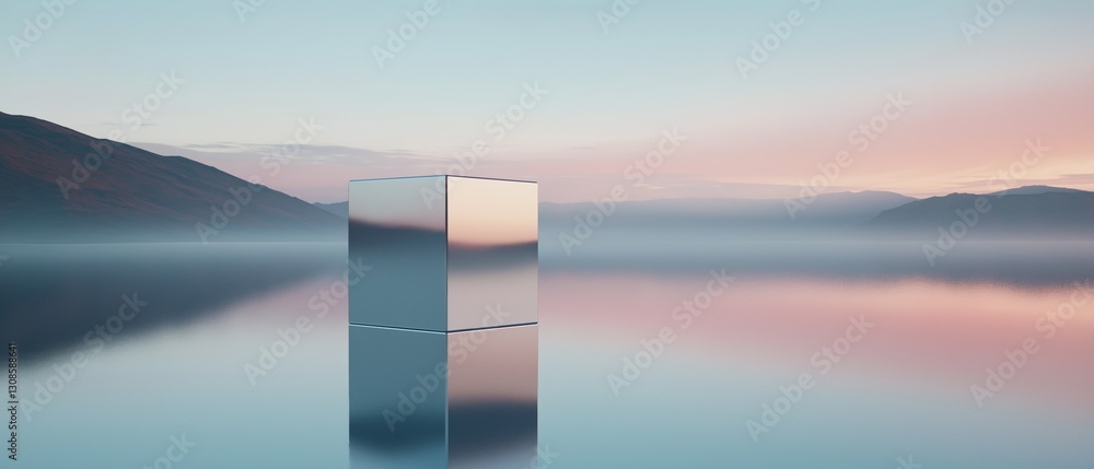 Aufkleber digital art piece that appears to be a photograph of a tall, rectangular structure in the middle of 