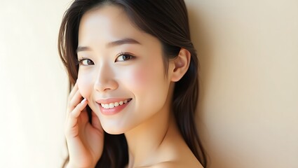 Beautiful Young Asian Woman with Radiant Skin &ndash; Beauty, Spa & Facial Care Portrait | Generative AI
