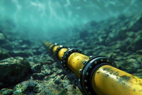 Underwater subsea pipeline running along the seabed, ensuring efficient energy and fluid transport across global offshore industrial infrastructure