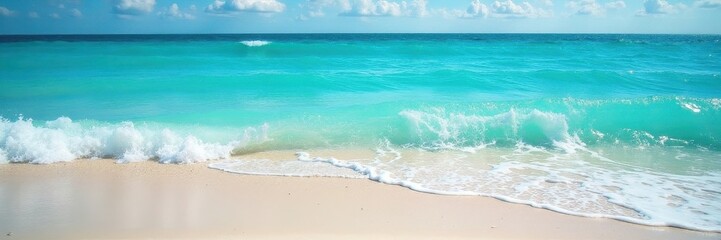 Clear shallows reveal vibrant coral, waves break softly on shore , water, underwater, seascape