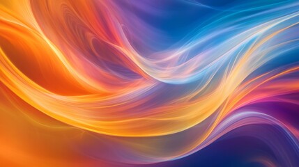 Fototapeta premium Soothing abstract composition of flowing gradient waves in orange, blue, and purple tones, creating a serene and dynamic visual. Perfect for modern design themes.. AI Generation