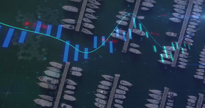 Image of financial data processing over port