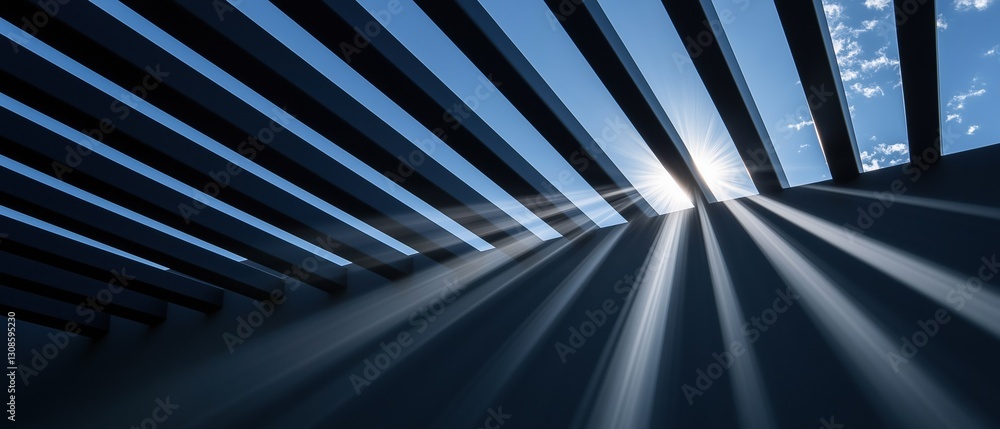 Poster digital art piece that appears to be a 3d rendering of a tunnel or tunnel with a blue sky and clouds