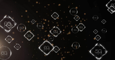 Fototapeta premium Image of stars falling over 6g texts