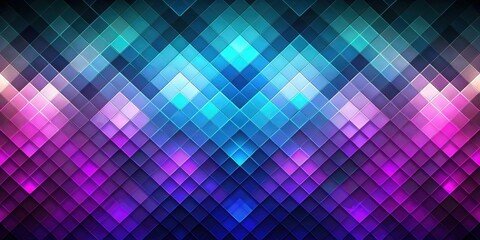 Abstract geometric patterns with multicolored dark neon blue purple lilac pink black gray graphite hues on a pixelated gradient background , digital art, neon