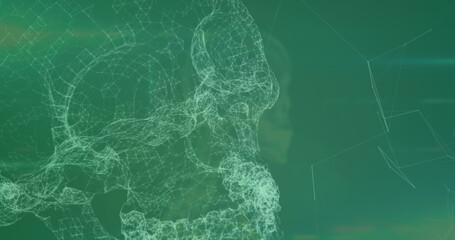 Image of skull with network of connections on green background