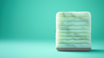A soft, textured green mattress is showcased against a mint background, emphasizing comfort and modern design.