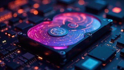 Obraz premium Paper cut HDD vs SSD comparison; data storage technology , digital, white background