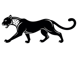 Naklejka premium Running Cheetah silhouette monochrome color. Symbol of vitality. Creative design. Vector illustration