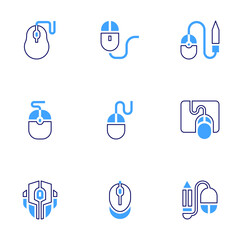 Mouse icon set. Bold line style. Duotone colors. Editable stroke. mouse, computer mouse