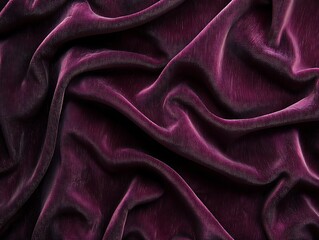 Deep plum velvet draped fabric