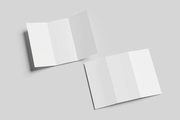 A4 Trifold Paper Brochure Mockup Flying With Shadow