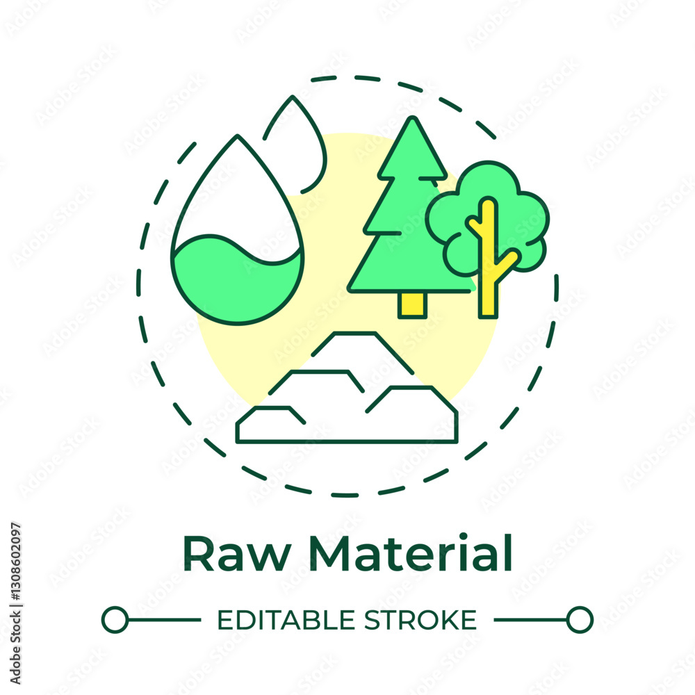 Poster raw material multi color concept icon. using resources for production of goods and services. circula