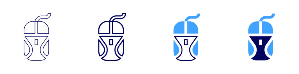 Silent click mouse icon in 4 different styles. Thin Line, Line, Bold Line, Duotone. Duotone style. Editable stroke