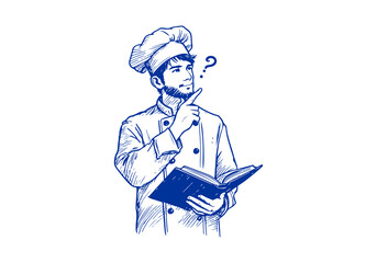Chef hand drawn sketch illustration vector