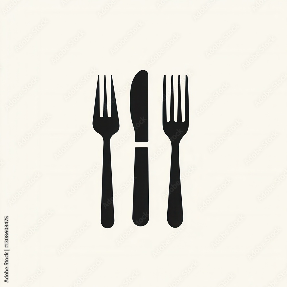 Poster elegant minimalist cutlery logo featuring a knife and simple fork design ideal for modern dining exp
