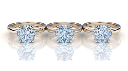 Elegant Trio of Rose Gold Rings with Stunning Light Blue Diamonds