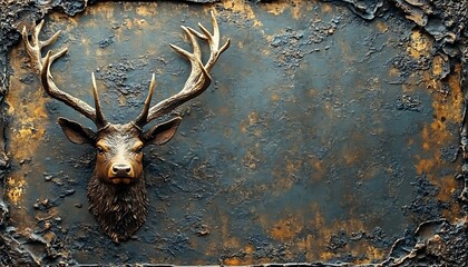Deer Head, Rustic Metal Plaque