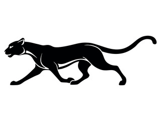 Fototapeta premium Running Cheetah silhouette monochrome color. Symbol of vitality. Creative design. Vector illustration