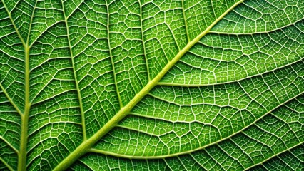 Obraz premium Intricate Veins of a Lush Green Leaf, a Detailed Macro Photograph Revealing Nature's Complex Design