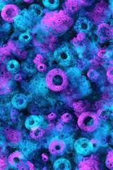 A vibrant abstract pattern featuring circular shapes in shades of blue and purple, creating a dynamic and visually striking background.