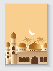 greeting cards banner Ramadan and Eid background with copy space,Eid Al-Fitr Mubarak, Ramadan Kareem slamic Style night Background Collection Set with green,blue,purple,yellow color Arabic Ornaments