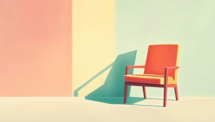 Pastel chair in sunlit room
