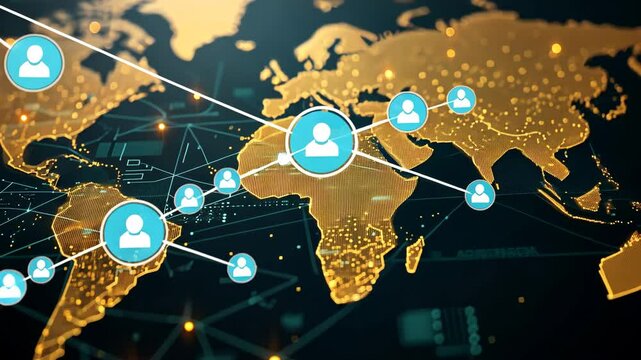 users connecting worldwide through fast internet connection, world map network technology , 3d background with hi tech futuristic world map
