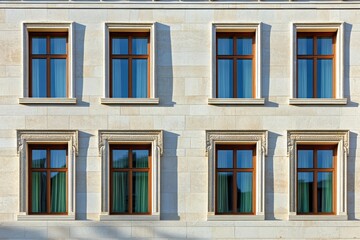 Fototapeta premium Elegant Stone Building Facade with Windows.