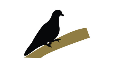 African green pigeon bird Silhouette Design  And Vector Illustration. 

