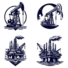 group set oil gas platform logo design