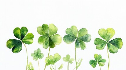Watercolor clover isolated on white background, Lucky clover leaves with four leaf,Clover flowers background,Patricks day watercolor clipart,Spring flower pattern,St. Patrick s day seamless pattern.
