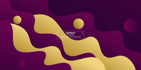 Abstract colorful golden waves on dark purple background. Liquid shape wave pattern design. Vector Eps10