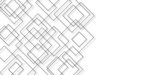 Geometric vector pattern, repeating thin linear square diamond shape and rectangle. Black and white geometric pattern with square, abstract background.