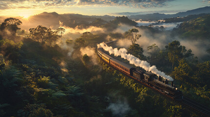 Nostalgic Scene of a Vintage Steam Locomotive in Motion (Version 3)