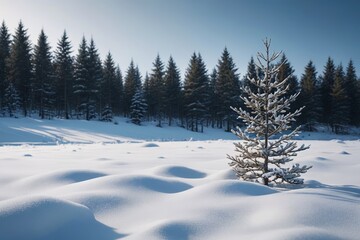 a pine tree in the snow